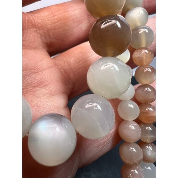 Mixed moonstone sterling silver bolo necklace - Picture 7 of 11